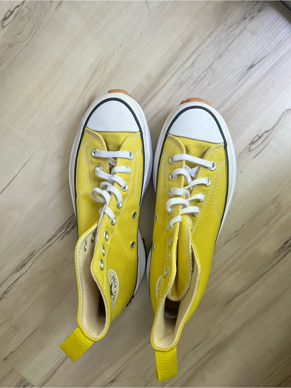 NEW. ONLY TRIED ON. Converse Yellow High-Top Platform Sneakers - Picture 6 of 11
